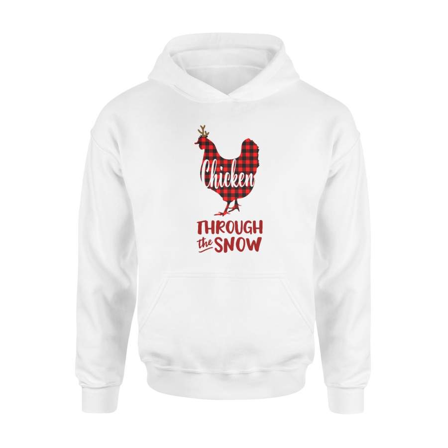 Through The Snow Christmas Chicken Red Plaid Hoodie