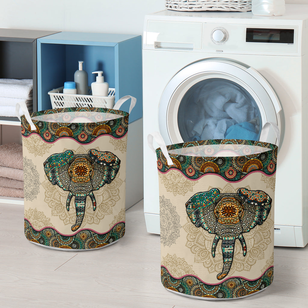 Elephant Vintage Mandala Laundry Basket All Over Print Toy Clothes Storage Basket Dirty Clothes Basket