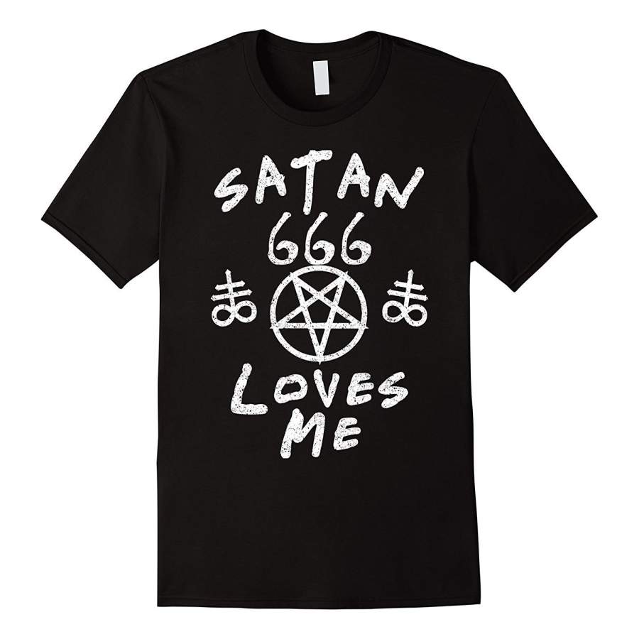 Satan Loves Me T Shirt, Satanic Tshirt, Satanism Shirt Men Fashion Cotton T-Shirts