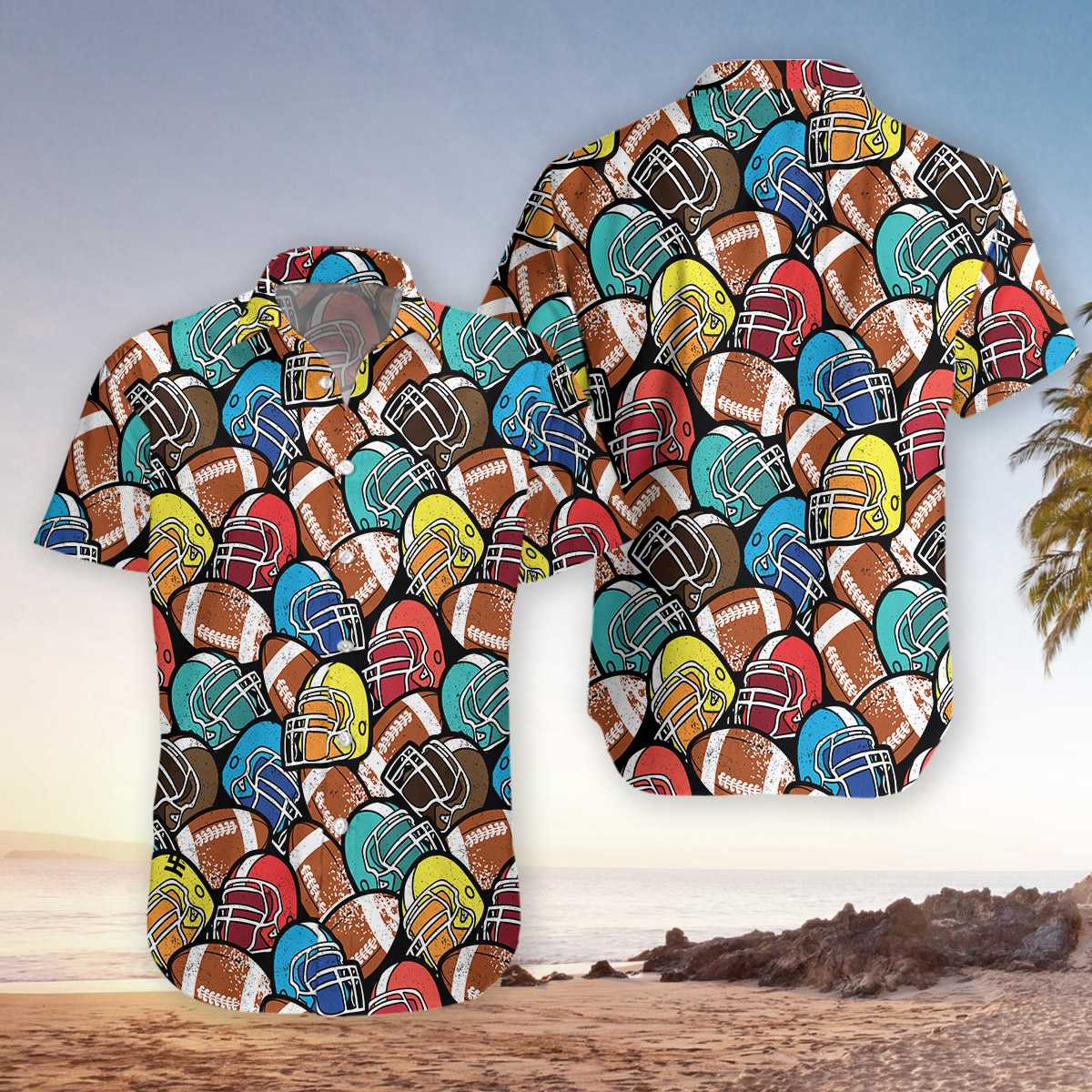 New Fashion Colorful American Football Hawaiian Shirt Pre13367