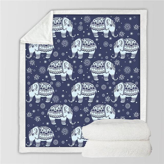 Blue  Elephant Cozy Throw Blanket