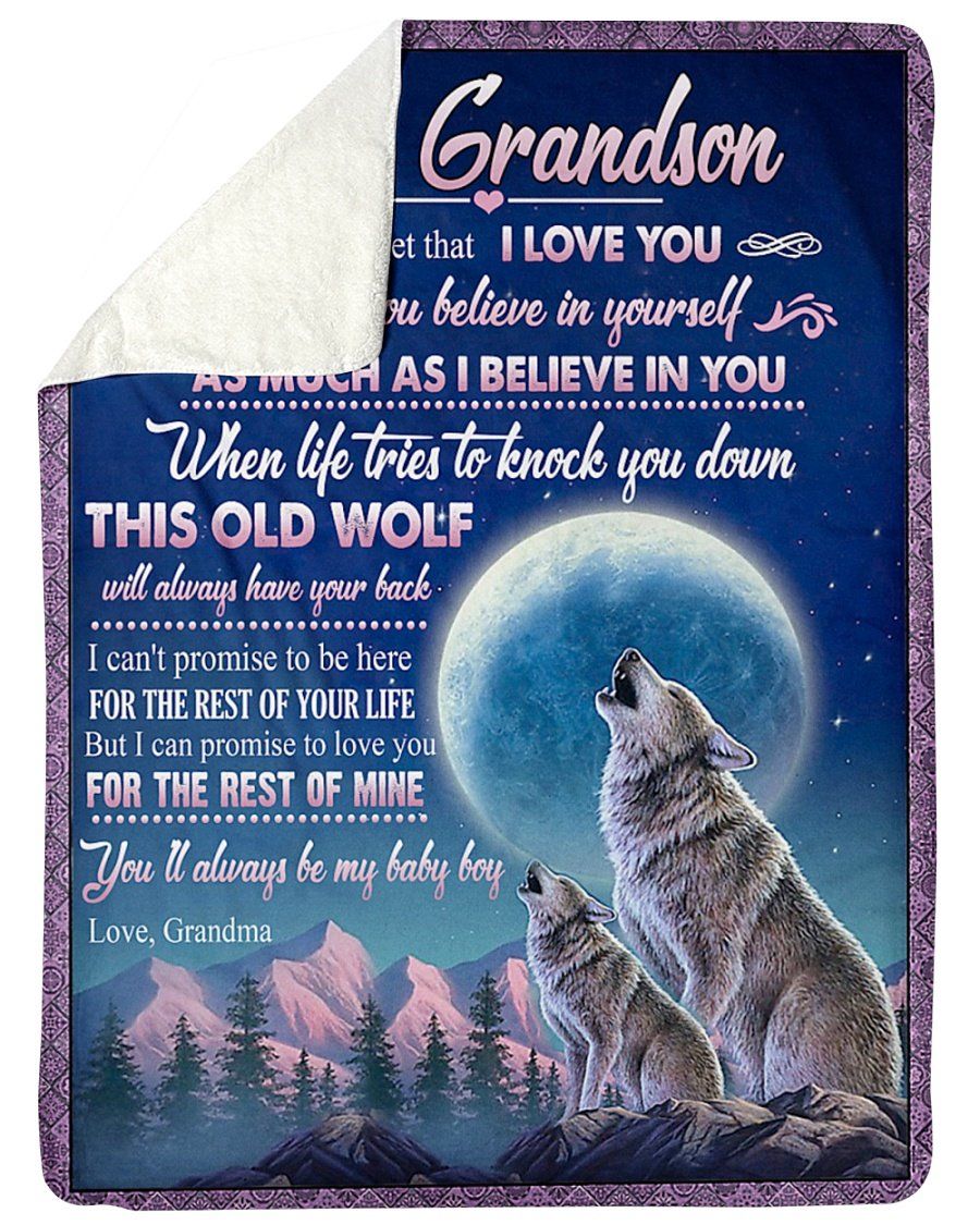 [Personalized Name] Grandma Howling Wolf Always Be My Baby Fleece Blanket, Sherpa Blanket,Gift For Grandson Gift For Family Member, Friends Gift, Christmas Gift, Home Decor, Home Living