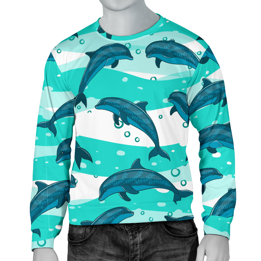 Dolphin Design Print Pattern Men Long Sleeve Sweatshirt