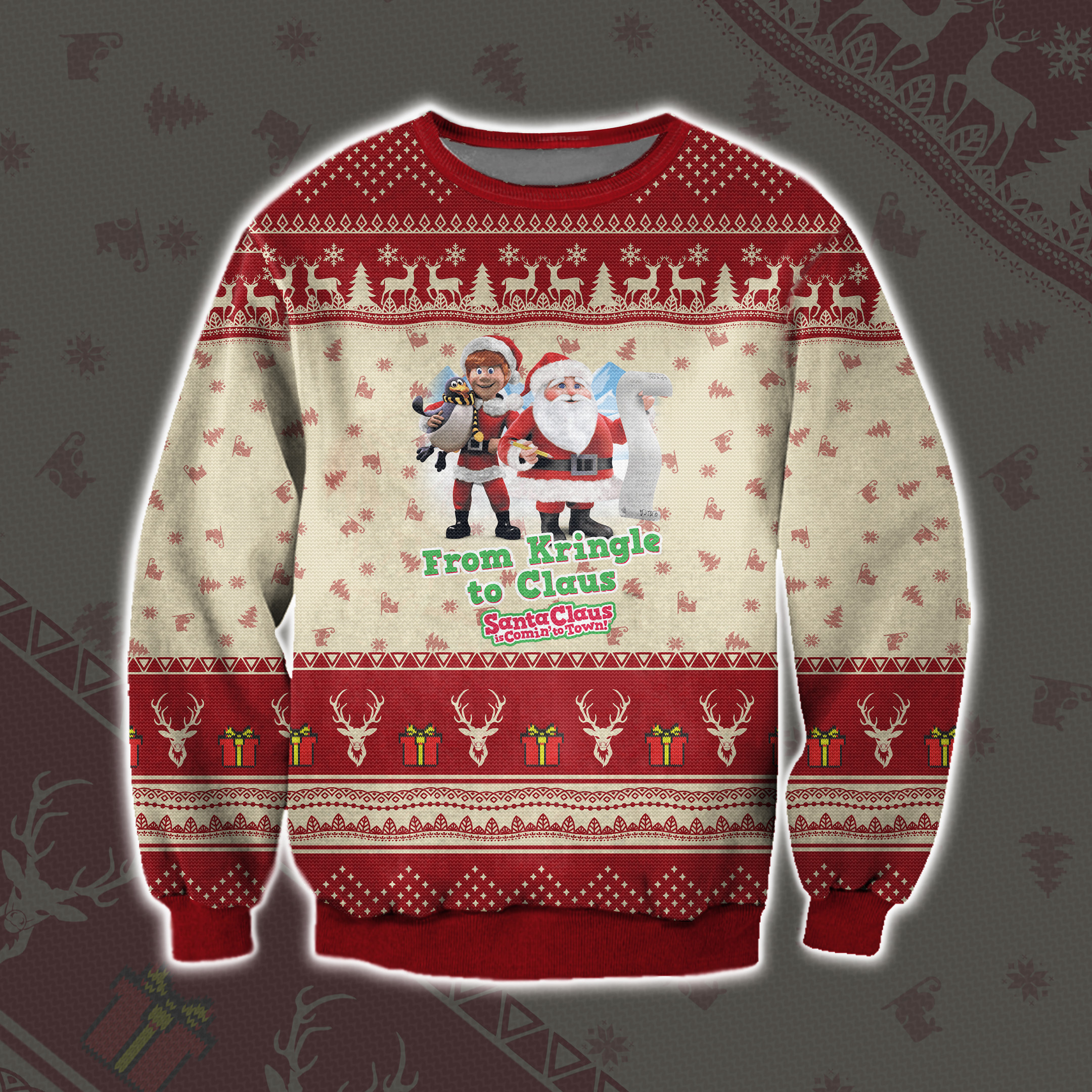 Santa And Claus Is Comin’ To Town Ugly Christmas Sweater