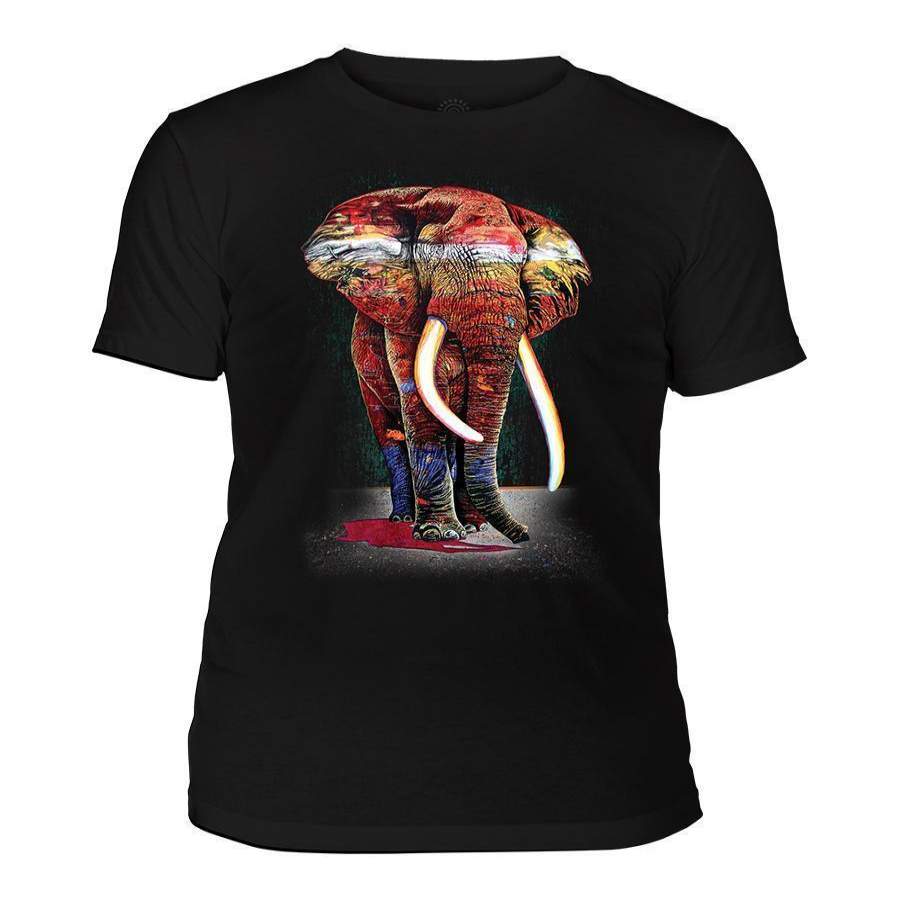 Painted Elephant Black Mens Triblend T-Shirt