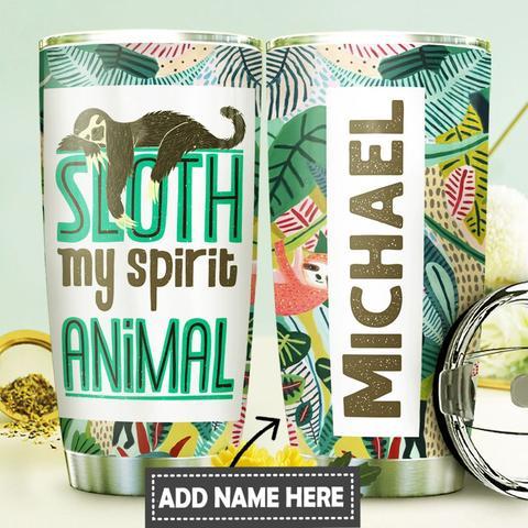 Sloth Spirit Animal Personalized Stainless Steel Tumbler, Personalized Tumblers, Tumbler Cups, Custom Tumblers