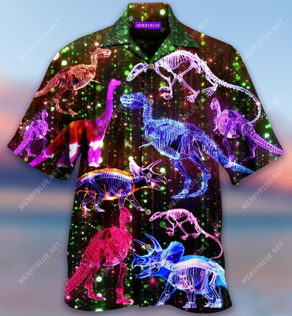 The Sparkling Xray Dinosaur Aloha Hawaiian Shirt Colorful Short Sleeve Summer Beach Casual Shirt For Men And Women