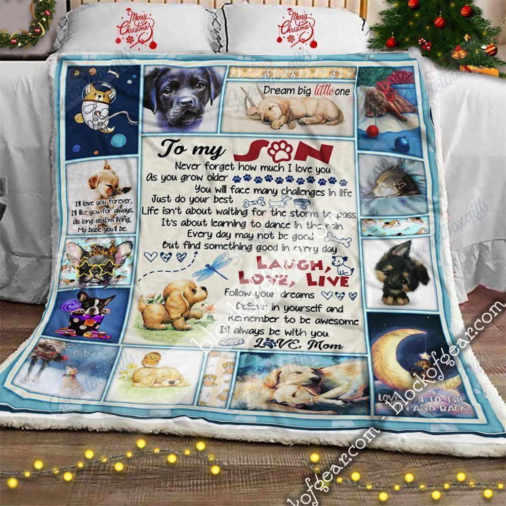 My Puppy Son Love Mom Laugh Love Live Gs-Cl-Ld3112 Fleece Blanket