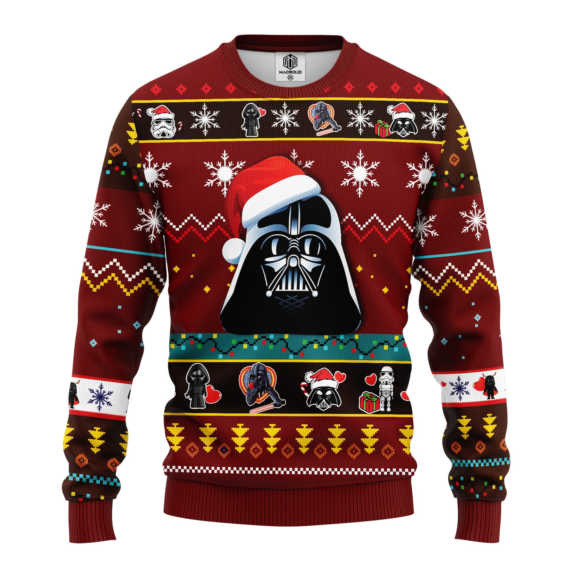 Sw Christmas Sweater Darth Vader Pattern Red Ugly Sweater