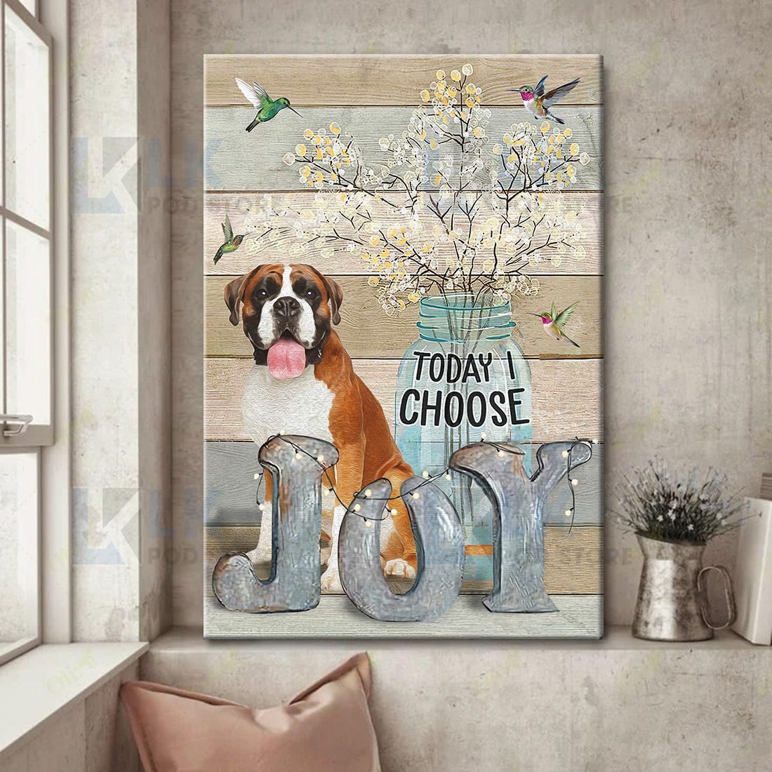 BOXER – CANVAS To Day I Choose Joy [ID3-B] | Framed, Best Gift, Pet Lover, Housewarming, Wall Art Print, Home Decor