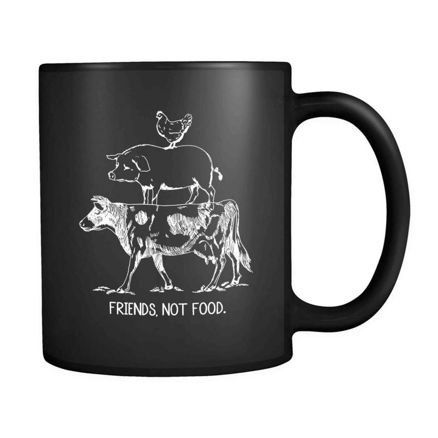 Vegetarian Farm Animal Friends Not Food Vegan Cow Pig Chicken Pyramid 1 11oz Mug