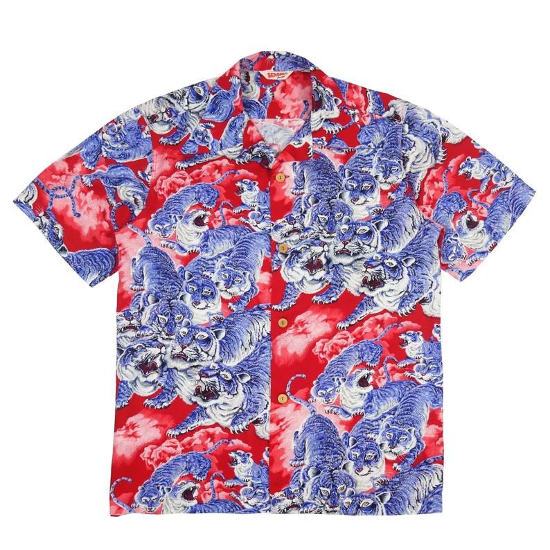 One Hundred Tigers Red Blue Nice Design Hawaii Shirt Ha52947