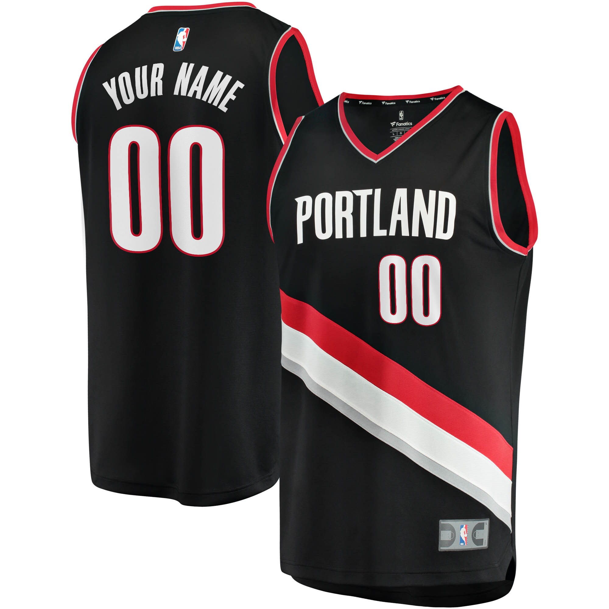 Portland Trail Blazers Branded Fast Break Custom Replica Jersey Black – Icon Edition