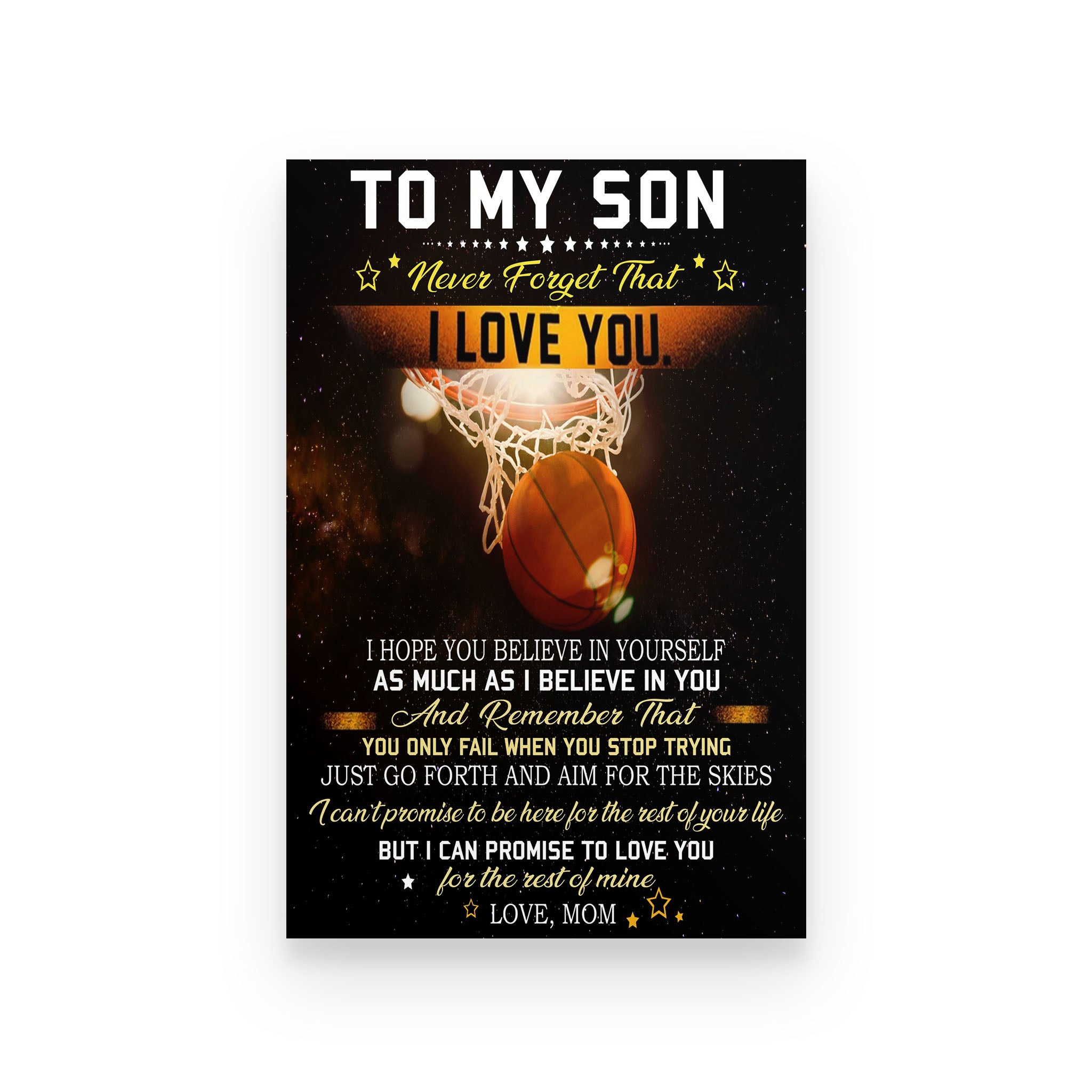 Basketball poster mom to son never forget that I love you