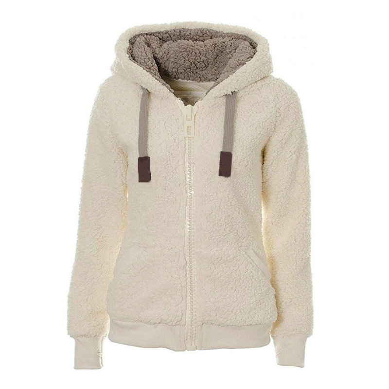 2019 Winter Sherpa Fleece Sweater Oversized 3XL Fluffy Thick Hooded Sweaters Warm Zipper Cardigan Women Winter Coat Sherpa Tops alx