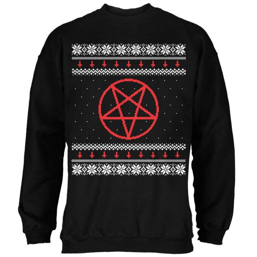 Satanic Pentagram Ugly Christmas Sweater Black Adult Sweatshirt