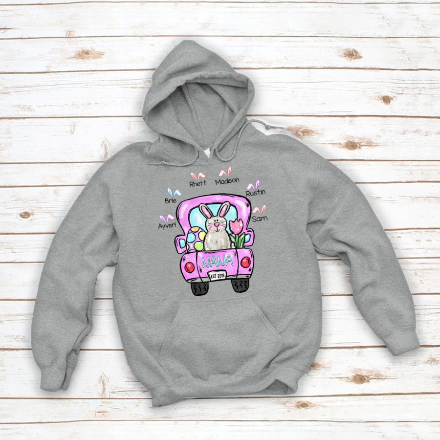 Nana Est Grandkids Bunny Cute Easter Hoodie