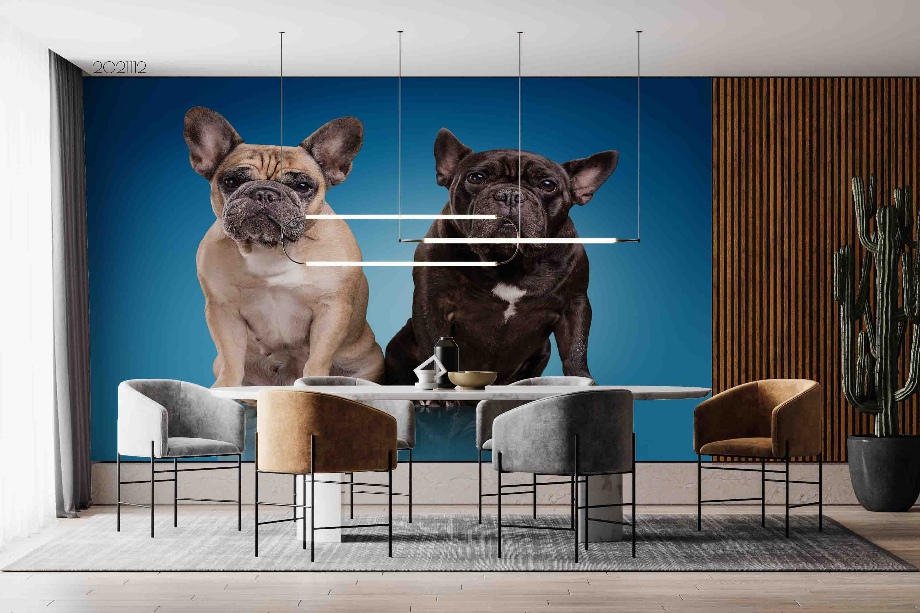 3D Animal Dog Blue Background Wall Mural Wallpaper Lqh 10