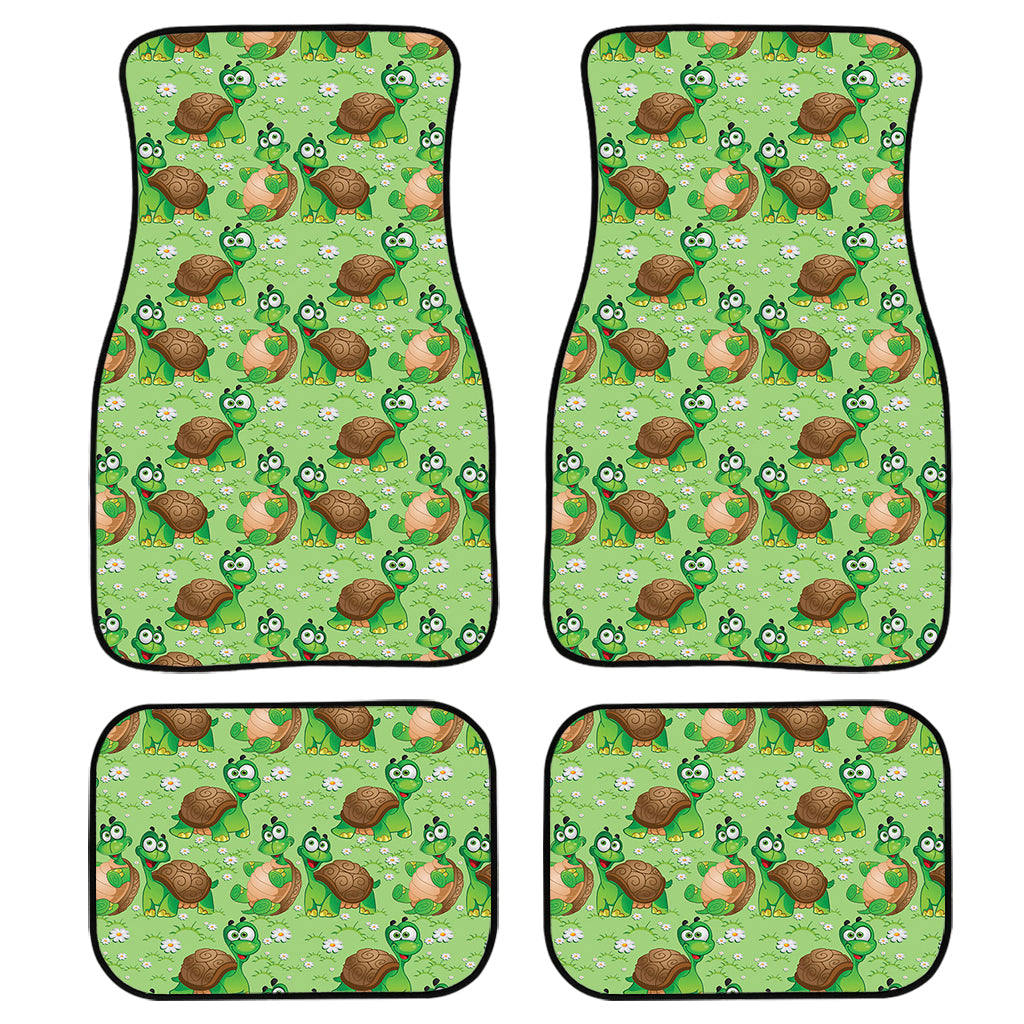 Cartoon Turtle Pattern Print Front And Back Car Floor Mats, Front Car Mat