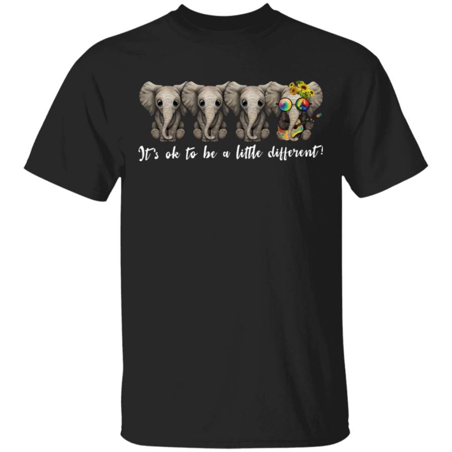 Hippie Peace Sign Elephants It’s Ok To Be a Little Different Shirt