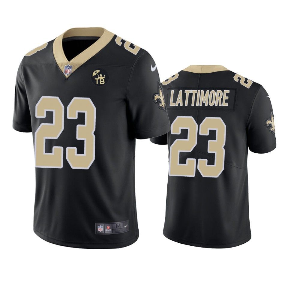 New Orleans Saints Marshon Lattimore Vapor Limited Black Tom Benson Memorial Patch Mens Jersey