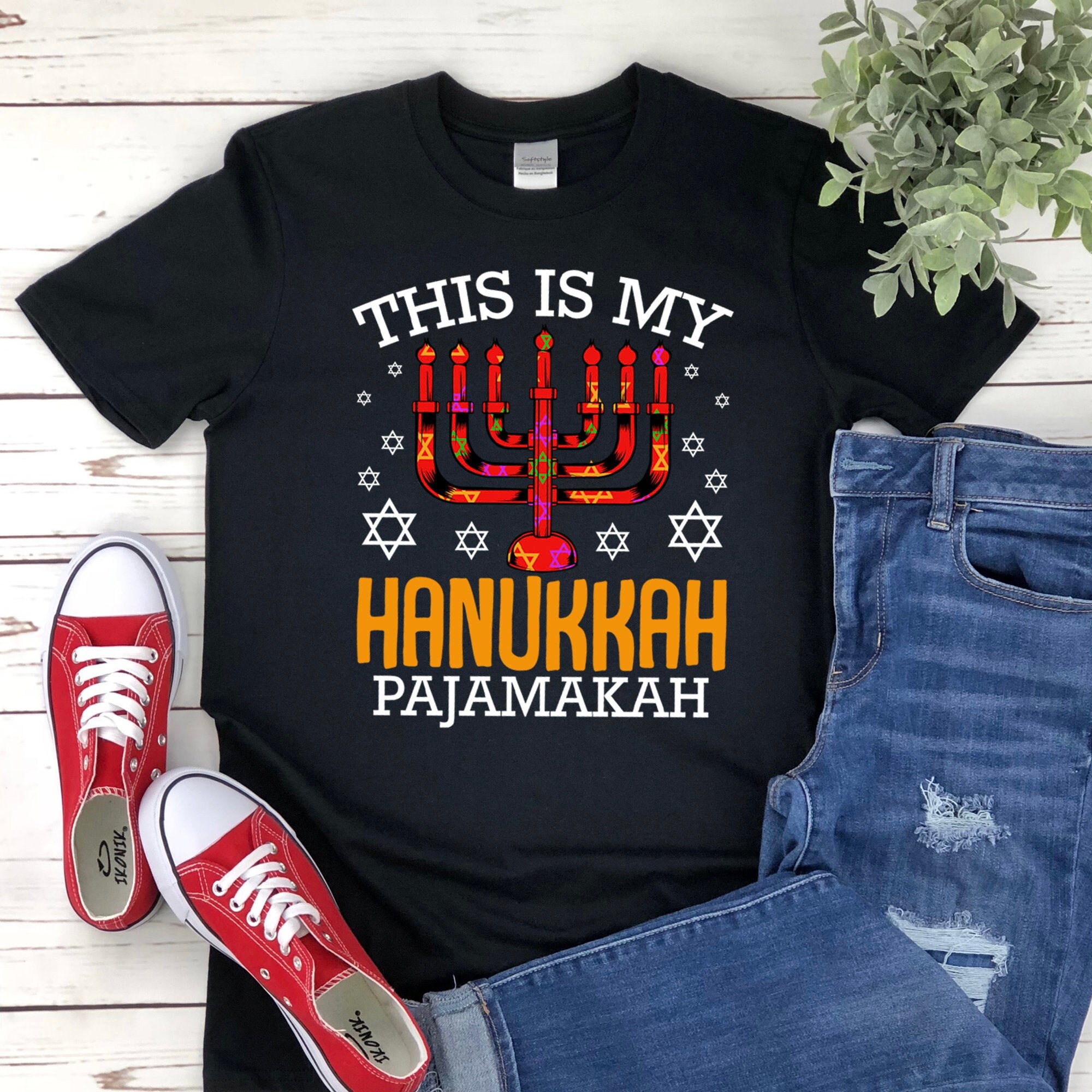 This is My Hanukkah Pajamakah Channukah Pajama Shirt/ Jewish Jew Gift/ Yiddish Hebrew Holiday Sweater/ Shabbat Shalom Gift/ Lighting Menorah