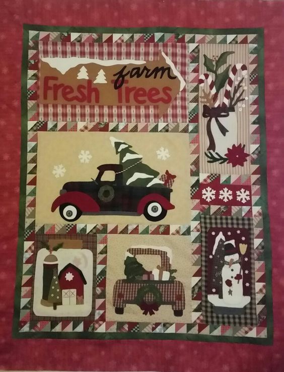 Christmas Farm Fresh Trees Christmas Candy Cane Quilt Blanket