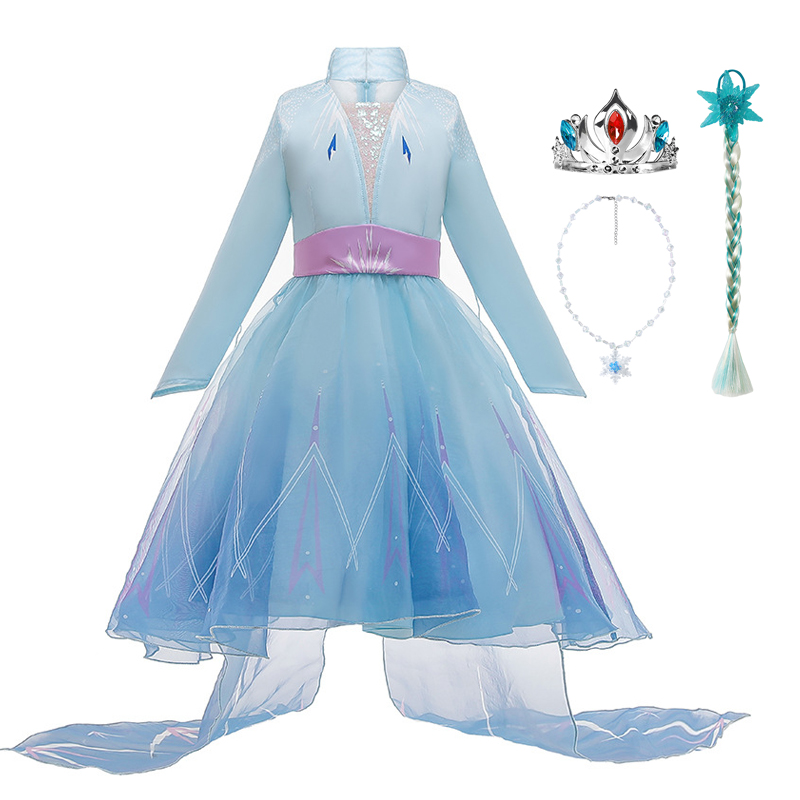 VOGUEON Elsa Dress Girls Princess Dress Easter Kids Dresses For Girl Costume Snow Queen Carnival Cosplay Party Children Clothing alx