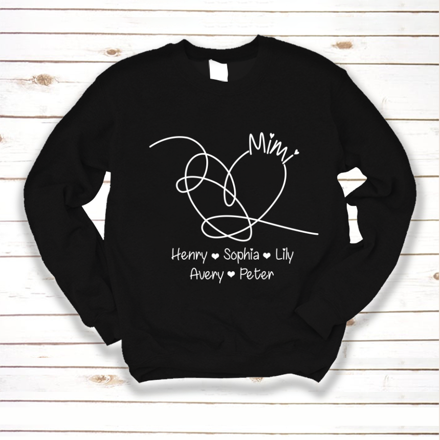 Personalized Mimi With Custom Kid Names Hearts Sweatshirt