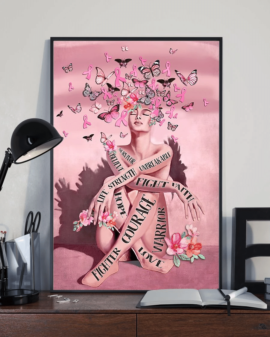 Breast Cancer Survivor Butterfly Poster Canvas – Vintage Home Decor Wall Art Evg80071