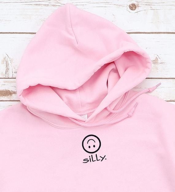 Cute Pink Teen Silly And Fun Pink Hooded Or Tshirt Embroidered With An I