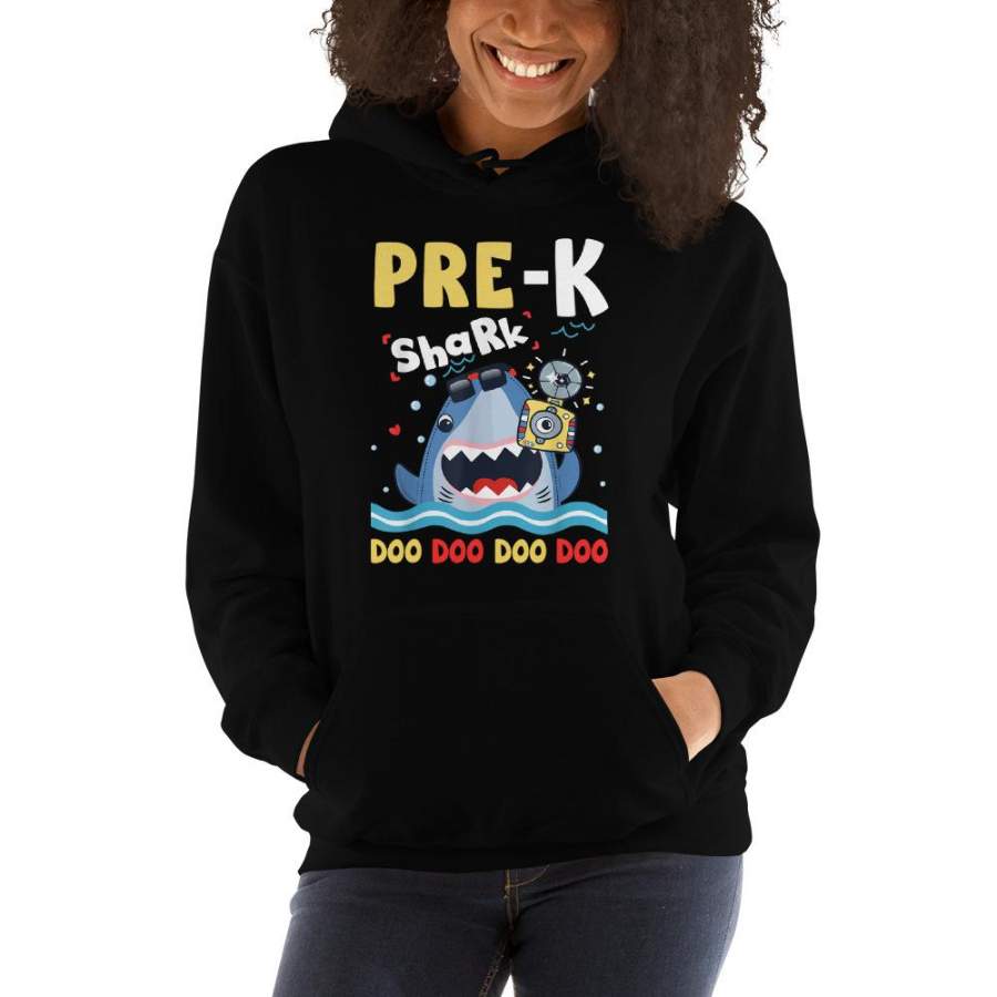 Back To School Pre-K Shark Hooded Sweatshirt  Doo Doo Doo