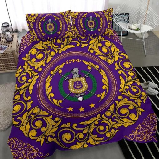 Black Greek – Omega Psi Phi Crest Mandala Pattern 3D Bedding Set