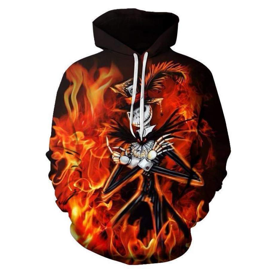 2019 Jack Skellington Hoodies Nightmare Before Christmas Fire Pull Over Hoodie