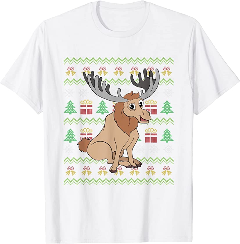 Ugly Christmas Forest Animal Lover Merry Xmas Moose T-Shirt