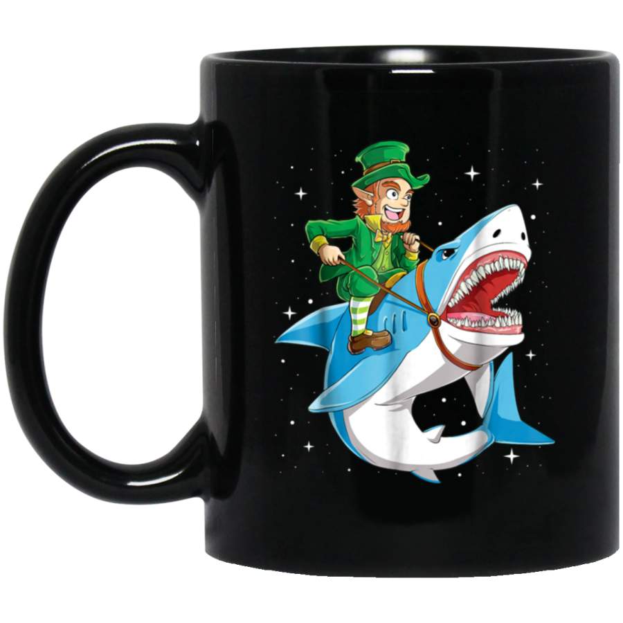 St Patricks Day Mug Boys Kids Leprechaun Riding Shark Men