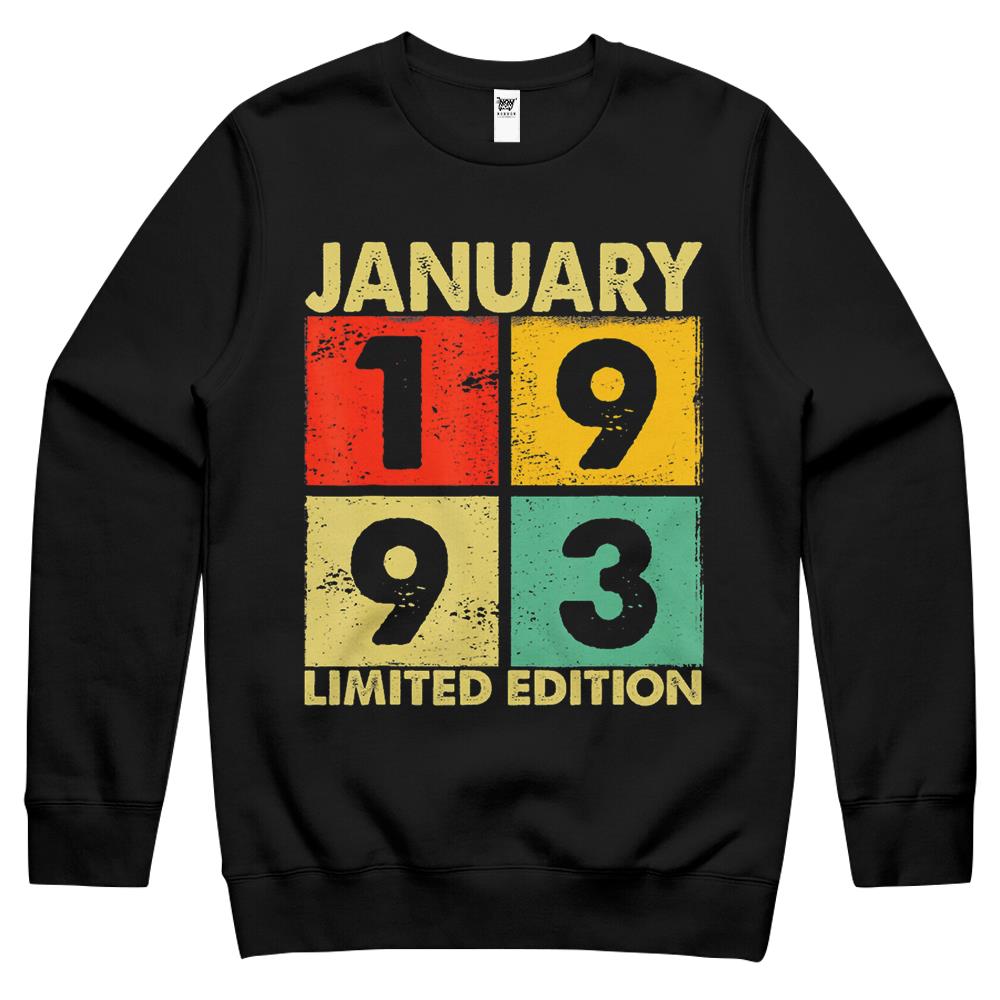 29Th Birthday Gift 29 Years Old Awesome Since January 1993 Crewneck Sweatshirt