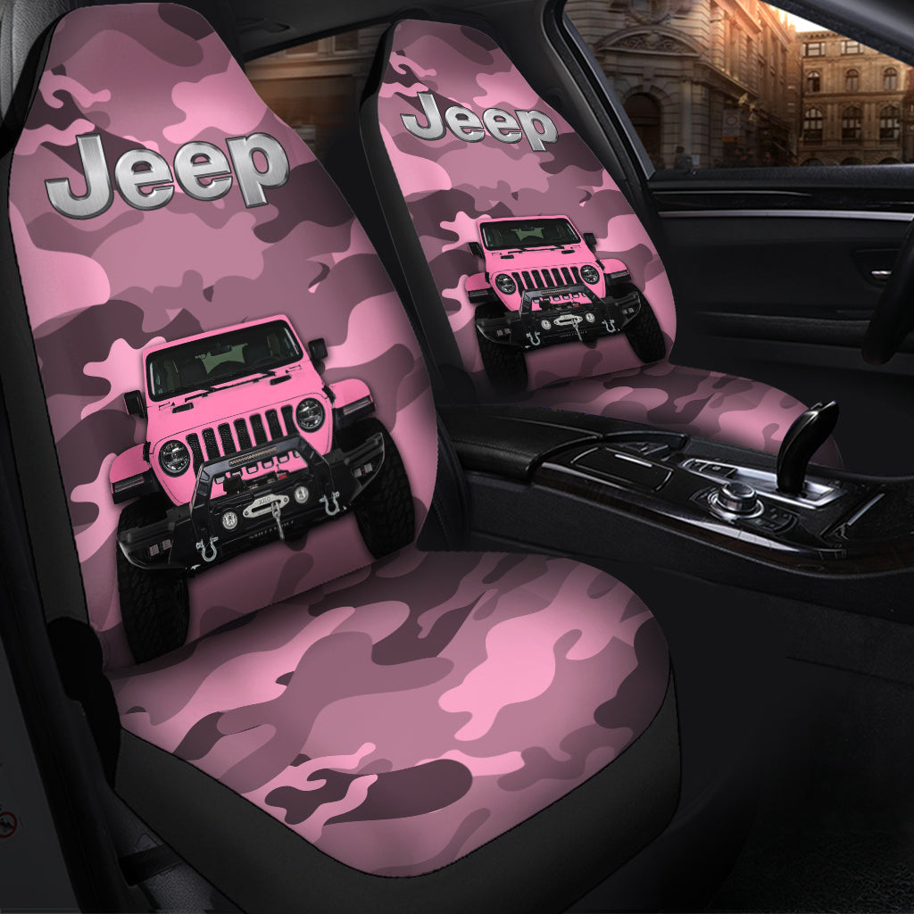 Pink Jeep Camouflage Premium Custom Car Seat Covers Decor Protectors