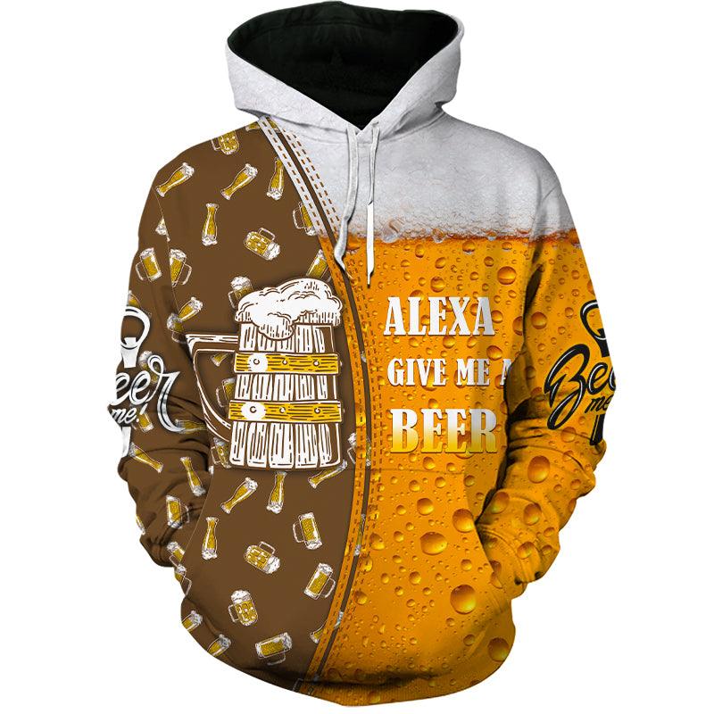 Vinovogue Alexa Give Me A Beer 3D Beer Hoodies