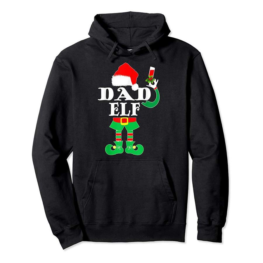 Dad Elf Christmas Santa Hat Family Matching Gift Hoodie