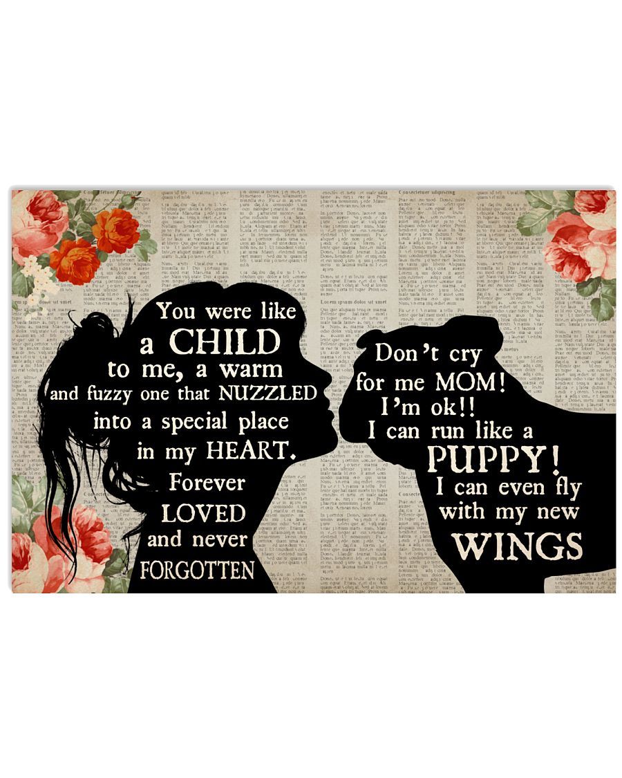 Bulldog Puppy Memorial I Can Fly With My New Wings Poster Print Wall Art Canvas Wall Decor