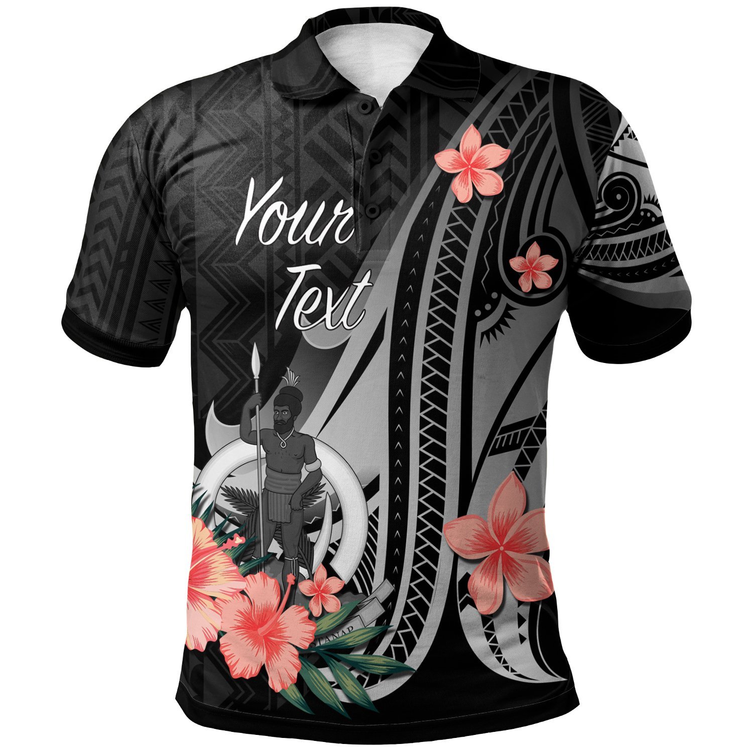 Vanuatu Personalised Custom Polo Shirt – Polynesian Hibiscus Pattern Style – BN27