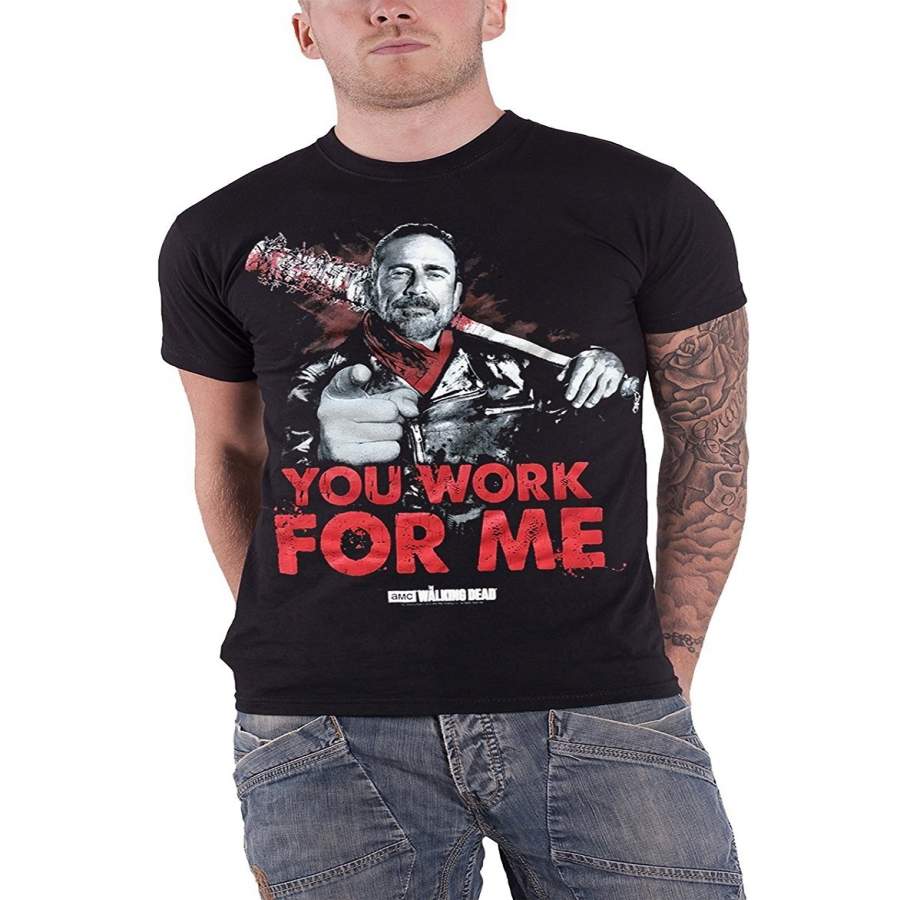 Custom Personality T-Shirt The Walking Dead T Shirt You Work For Me Now Negan Lucille Black Short Sleeve Men’S T-Shirt