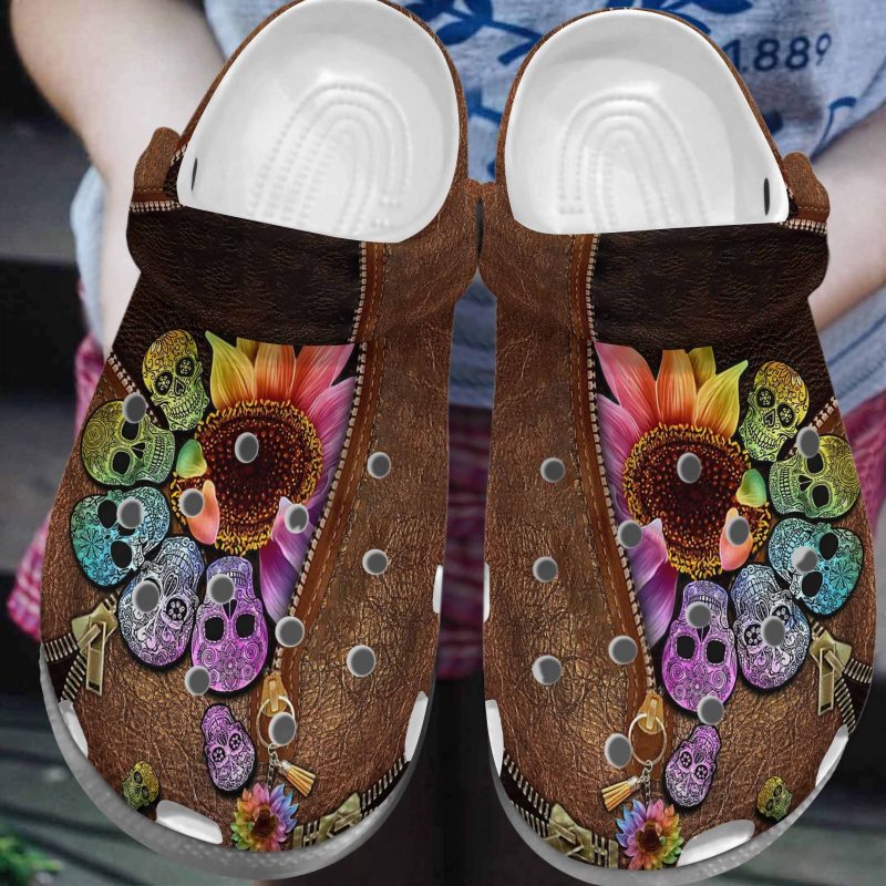 Colorful Sunflower Skullcap Shoes – Autism Crocbland Clog Birthday Gifts For Boy Men