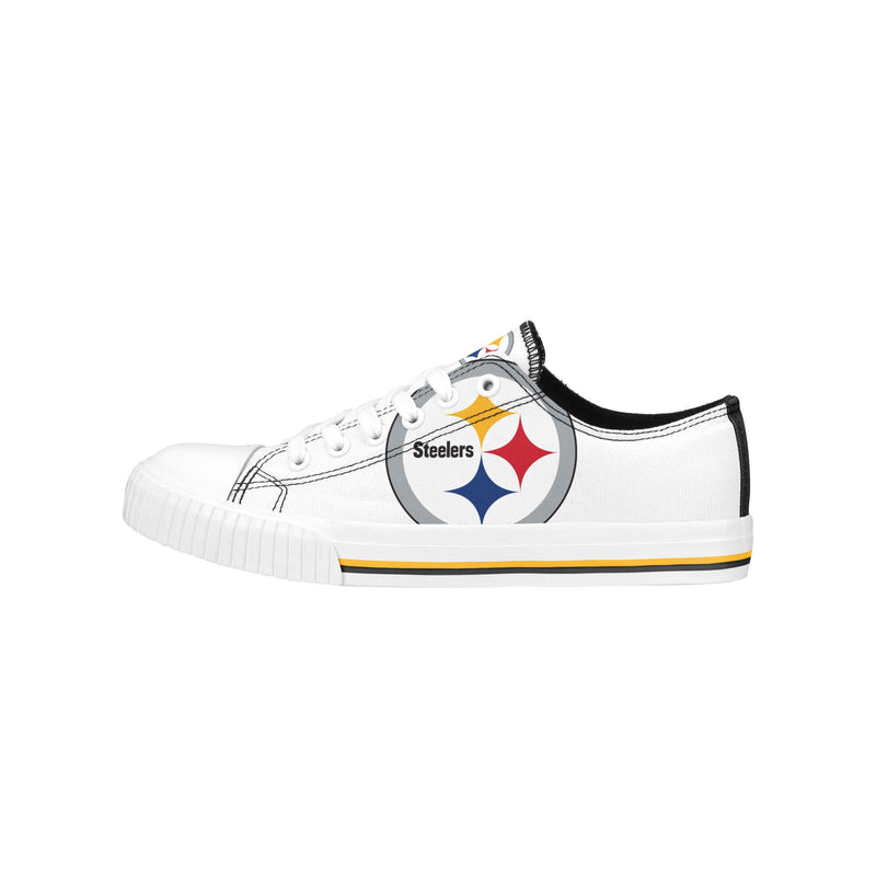 Pittsburgh Steelers NFL Womens Big Logo Low Top White Canvas Shoes