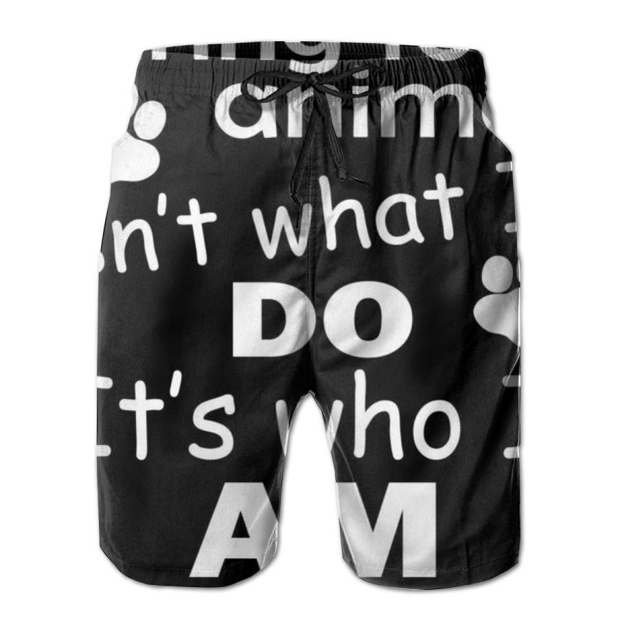 2 Pack Caring For Animals Isn’t What I Do It’s Who I Am Poster Men Swim Trunks Drawstring Elastic Waist Quick Dry Beach Shorts with Mesh Lining Swimwear Bathing Suits