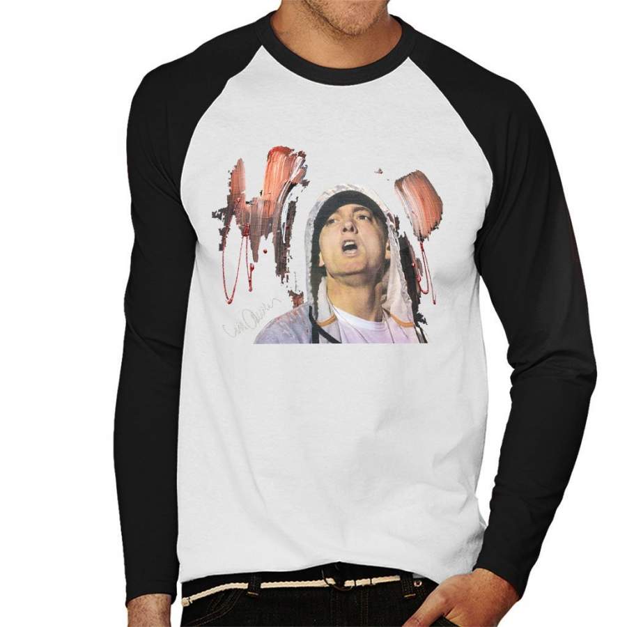 Sidney Maurer Original Portrait Of Eminem Men’s Baseball Long Sleeved T-Shirt