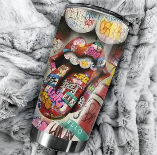 Rolling Stones Merch Graffiti Tumbler Cup