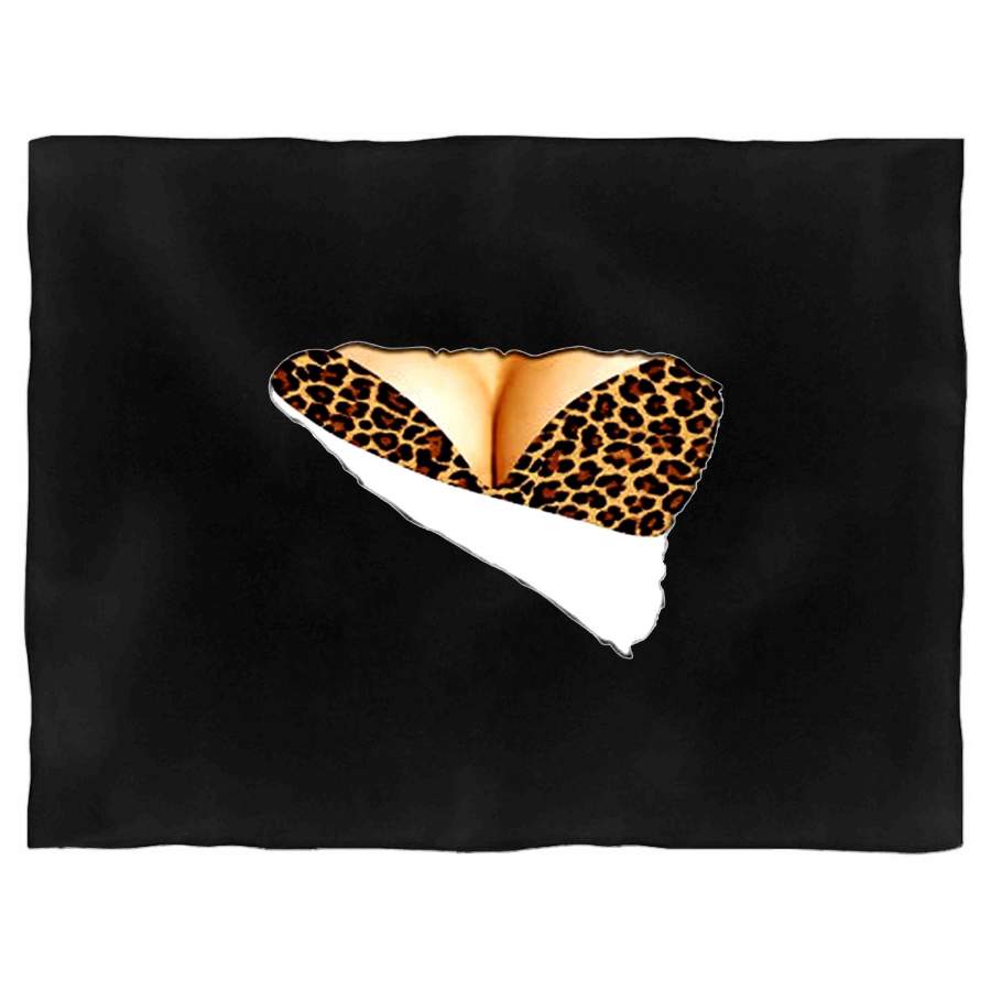 3d Funny Fake Naked Big Chest Bra Leopard Boob Cheetah Blanket