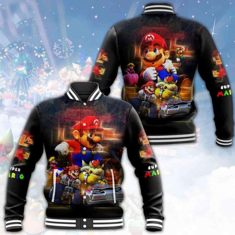 Super Mario Funny Game Baseball Jacket